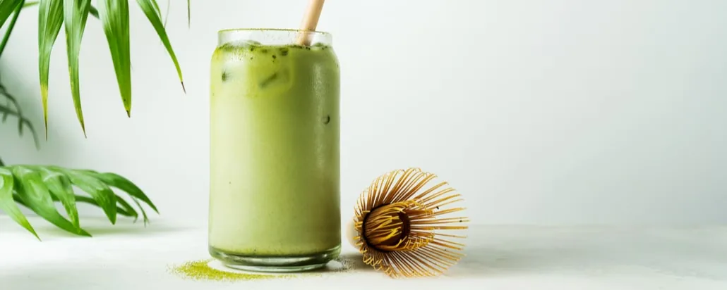 A bowl of whisked matcha