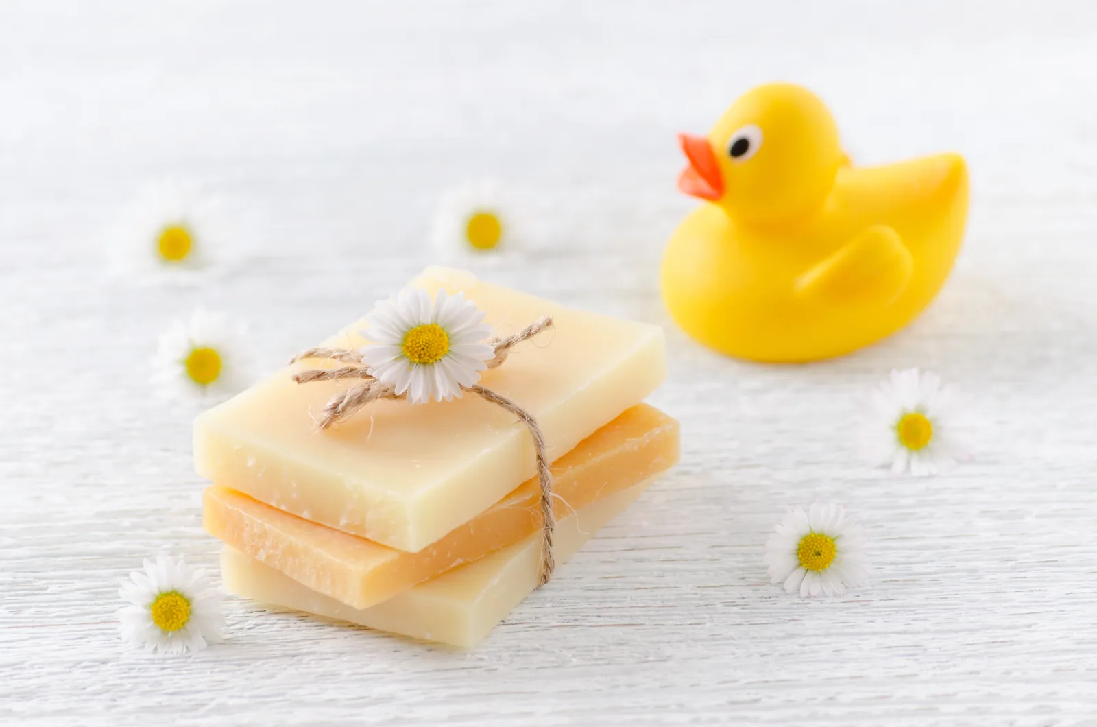 Baby bath things on a shelf