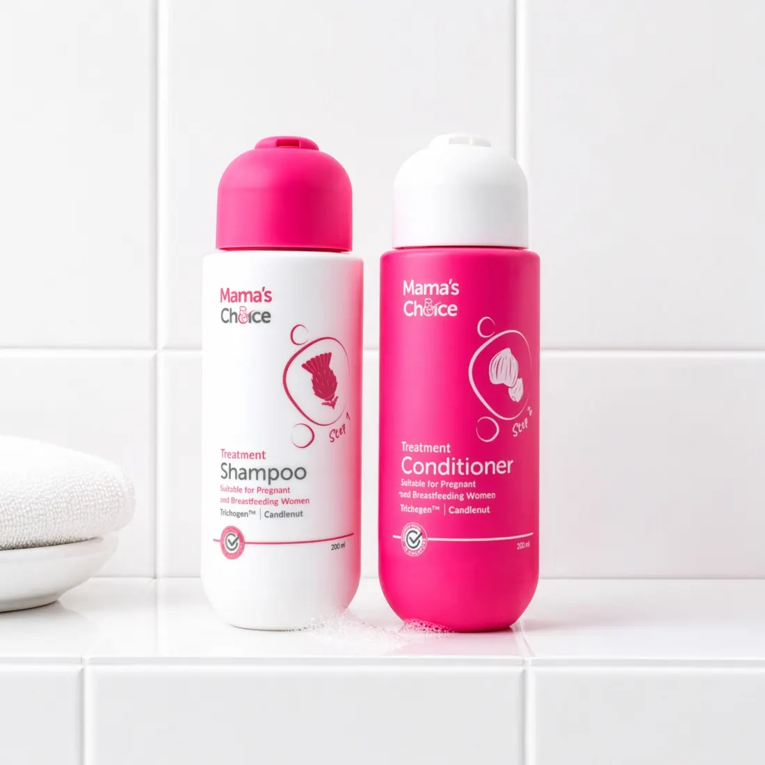 Mama's Choice Treatment Shampoo and Treatment Conditioner side by side